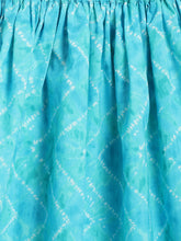 Load image into Gallery viewer, Campana Girls Papiha Lehenga Choli Set - Bandhini &amp; Blockprint - Lime &amp; Turquoise
