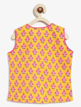 Load image into Gallery viewer, Campana Girls Papiha Lehenga Choli Set - Floral Print - Yellow &amp; Pink
