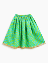Load image into Gallery viewer, Campana Girls Papiha Lehenga Choli Set - Floral &amp; Leheriya Print - Lime Green &amp; Turquoise
