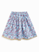 Load image into Gallery viewer, Campana Girls Papiha Pure Cotton Floral Block &amp; Jaal Print Lehenga Choli Set - Light Blue &amp; Purple
