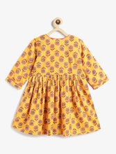 Load image into Gallery viewer, Campana Girls Sanjana Floral Print Flared Cotton Kurta - Yellow &amp; Pink
