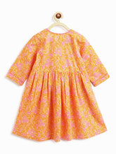 Load image into Gallery viewer, Campana Girls Sanvi Kurti &amp; Salwar Set - Pastel Floral Print - Orange &amp; Pink
