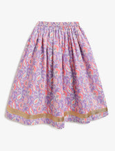 Load image into Gallery viewer, Campana Girls Bela Cotton Lehenga Choli Set - Floral Block &amp; Jaal Print - Purple &amp; Peach
