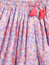 Load image into Gallery viewer, Campana Girls Bela Cotton Lehenga Choli Set - Floral Block &amp; Jaal Print - Purple &amp; Peach
