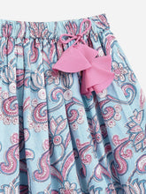 Load image into Gallery viewer, Campana Girls Bela Pure Cotton Floral Block &amp; Jaal Print Lehenga Choli Set - Light Blue &amp; Purple
