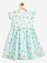 Load image into Gallery viewer, Campana Girls Ruby Crossover 100% Cotton Spring Flowers Printed Dress - Light Blue
