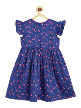 Load image into Gallery viewer, Campana Girls Ruby 100% Cotton Crossover Style Floral Printed Dress - Navy &amp; Pink
