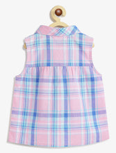 Load image into Gallery viewer, Campana Girls Vickie Shirt Style Cotton Top - Windowpane Checks - Pink &amp; Blue
