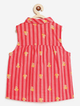 Load image into Gallery viewer, Campana Girls Vickie 100% Cotton Striped &amp; Floral Shirt Style Top - Red &amp; Pink
