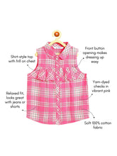 Load image into Gallery viewer, Campana Girls Vickie 100% Cotton Checked Shirt Style Top - Pink
