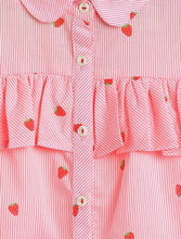 Load image into Gallery viewer, Campana Girls Vickie 100% Cotton Strawberries Print Shirt Style Top - Pink &amp; Red
