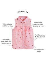 Load image into Gallery viewer, Campana Girls Vickie 100% Cotton Strawberries Print Shirt Style Top - Pink &amp; Red
