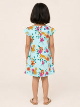 Load image into Gallery viewer, Campana Girls Suzy Pure Cotton Tropical Print Dress with Bow - Light Blue
