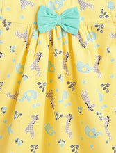 Load image into Gallery viewer, Campana Girls Suzy Cotton Dress with Bow - Nursery Animals - Yellow
