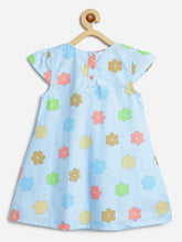 Load image into Gallery viewer, Campana Girls Suzy Floral Print Cotton Dress with Bow - Sky Blue &amp; Peach
