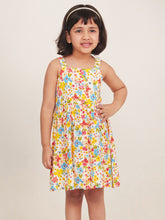 Load image into Gallery viewer, Campana Girls Lisa Bohemian Flared Dress - Floral Print - White &amp; Multicolour
