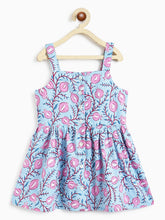 Load image into Gallery viewer, Campana Girls Udita Pure Cotton Anaar Print Tunic with Palazzo Set - Light Blue &amp; Purple
