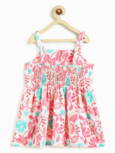 Load image into Gallery viewer, Campana Girls Udita Pure Cotton Floral Print Tunic with Palazzo Set - White &amp; Pink
