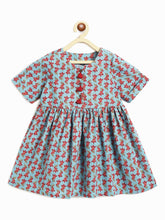 Load image into Gallery viewer, Campana Girls Zoe Dress - Flower Print - Blue &amp; Red
