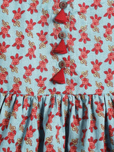 Load image into Gallery viewer, Campana Girls Zoe Dress - Flower Print - Blue &amp; Red
