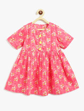 Load image into Gallery viewer, Campana Girls Zoe Pure Cotton Dress - Floral Print - Pink &amp; Yellow
