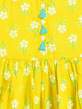 Load image into Gallery viewer, Campana Girls Zoe Pure Cotton Floral Print Dress - Lime Green
