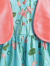 Load image into Gallery viewer, Campana Girls Zoe Cotton Dress with Short Jacket - Lotus Print - Light Blue &amp; Pink
