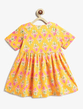 Load image into Gallery viewer, Campana Girls Zoe Cotton Dress with Short Jacket - Floral Print - Yellow &amp; Magenta
