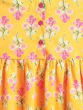 Load image into Gallery viewer, Campana Girls Zoe Cotton Dress with Short Jacket - Floral Print - Yellow &amp; Magenta
