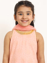 Load image into Gallery viewer, Campana Girls Vani Dhoti Kurta Set with Dupatta - Khari Print - Pink &amp; Gold
