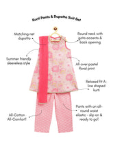 Load image into Gallery viewer, Campana Girls Chitra Floral Printed Kurta Set with Dupatta - Light Pink
