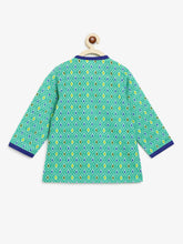 Load image into Gallery viewer, Campana Boys Ananda Dhoti Kurta Set - Diamond Motif - Teal &amp; Royal Blue
