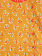 Load image into Gallery viewer, Campana Boys Ananda Dhoti Kurta Set - Wildflower and Leheriya Print - Mustard &amp; Orange
