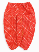 Load image into Gallery viewer, Campana Boys Ananda Dhoti Kurta Set - Wildflower and Leheriya Print - Mustard &amp; Orange
