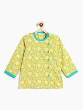 Load image into Gallery viewer, Campana Boys Ananda Floral Printed Cotton Kurta Dhoti Set - Lime Green &amp; Turquoise
