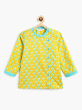 Load image into Gallery viewer, Campana Boys Ananda Pure Cotton Block Print Dhoti Kurta Set - Lime Green &amp; Turquoise

