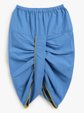 Load image into Gallery viewer, Campana Boys Ananda Pure Cotton Floral String Print Dhoti Kurta Set - Mustard &amp; Blue
