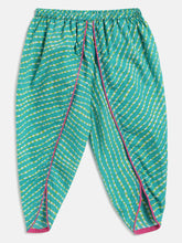 Load image into Gallery viewer, Campana Girls Asmi Dhoti Set - Pichwai Print - Off White &amp; Green
