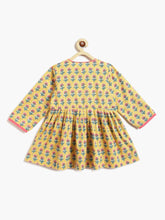 Load image into Gallery viewer, Campana Girls Asmi Dhoti Set - Marigold &amp; Bandhej Print - Yellow &amp; Pink
