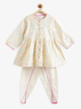 Load image into Gallery viewer, Campana Girls Asmi Dhoti Kurta Set - Geometric Embroidery - White &amp; Multicolour
