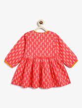 Load image into Gallery viewer, Campana Girls Asmi Dhoti Set - Floral &amp; Chevron Print - Red
