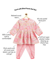 Load image into Gallery viewer, Campana Girls Asmi Floral Printed Cotton Kurta Dhoti Pants Set - Pink
