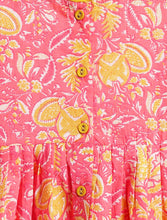 Load image into Gallery viewer, Campana Girls Asmi Kurta with Dhoti Pants - Seamless Floral Print - Pink &amp; Yellow

