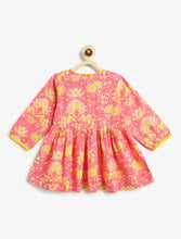 Load image into Gallery viewer, Campana Girls Asmi Kurta with Dhoti Pants - Seamless Floral Print - Pink &amp; Yellow

