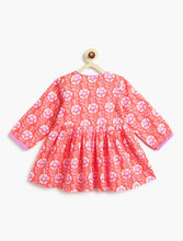 Load image into Gallery viewer, Campana Girls Asmi Kurta with Dhoti Pants - Floral &amp; Striped Print - Orange &amp; Purple
