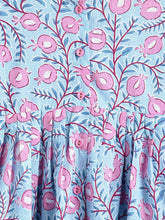 Load image into Gallery viewer, Campana Girls Asmi Pure Cotton Anaar Print Kurta with Dhoti Pants Set - Light Blue &amp; Purple
