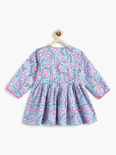 Load image into Gallery viewer, Campana Girls Asmi Pure Cotton Anaar Print Kurta with Dhoti Pants Set - Light Blue &amp; Purple
