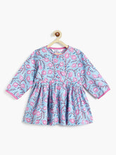Load image into Gallery viewer, Campana Girls Asmi Pure Cotton Anaar Print Kurta with Dhoti Pants Set - Light Blue &amp; Purple
