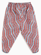 Load image into Gallery viewer, Campana Girls Asmi Pure Cotton Floral Kurta with Striped Dhoti Set - Red &amp; Blue
