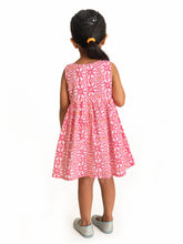 Load image into Gallery viewer, Campana Girls Chandni Lace Dress - Jaali Print - Pink &amp; Orange
